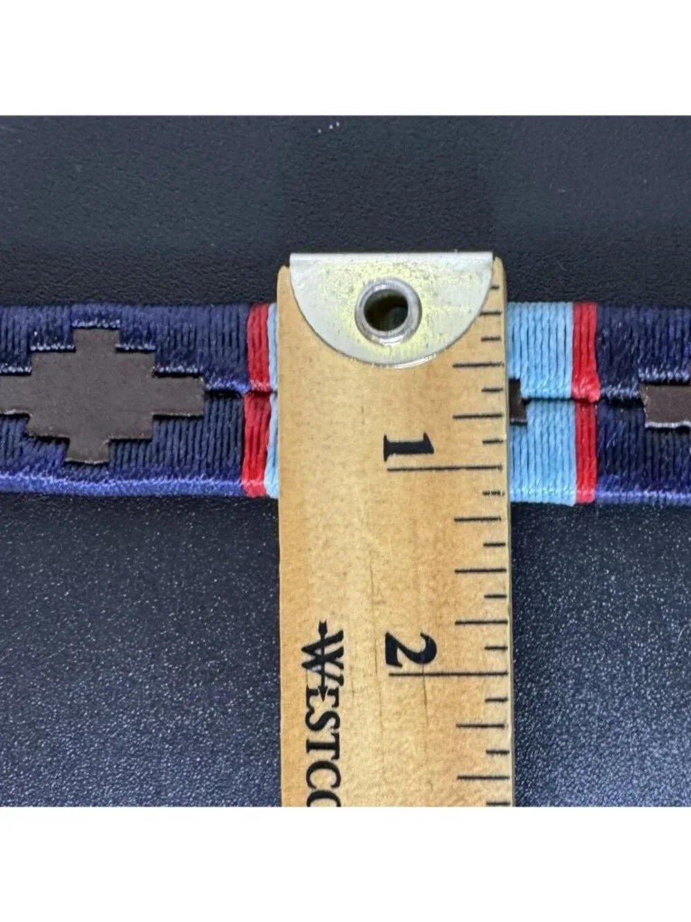 Arandu Kids Blue & Red Woven Brown Skinny Pampas Polo Belt, Size 65